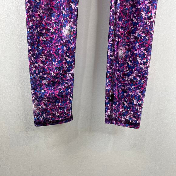 TEREZ x Peloton Purple Sequin Leggings Speckles High Waist Waistband Pull On M - Picture 5 of 10